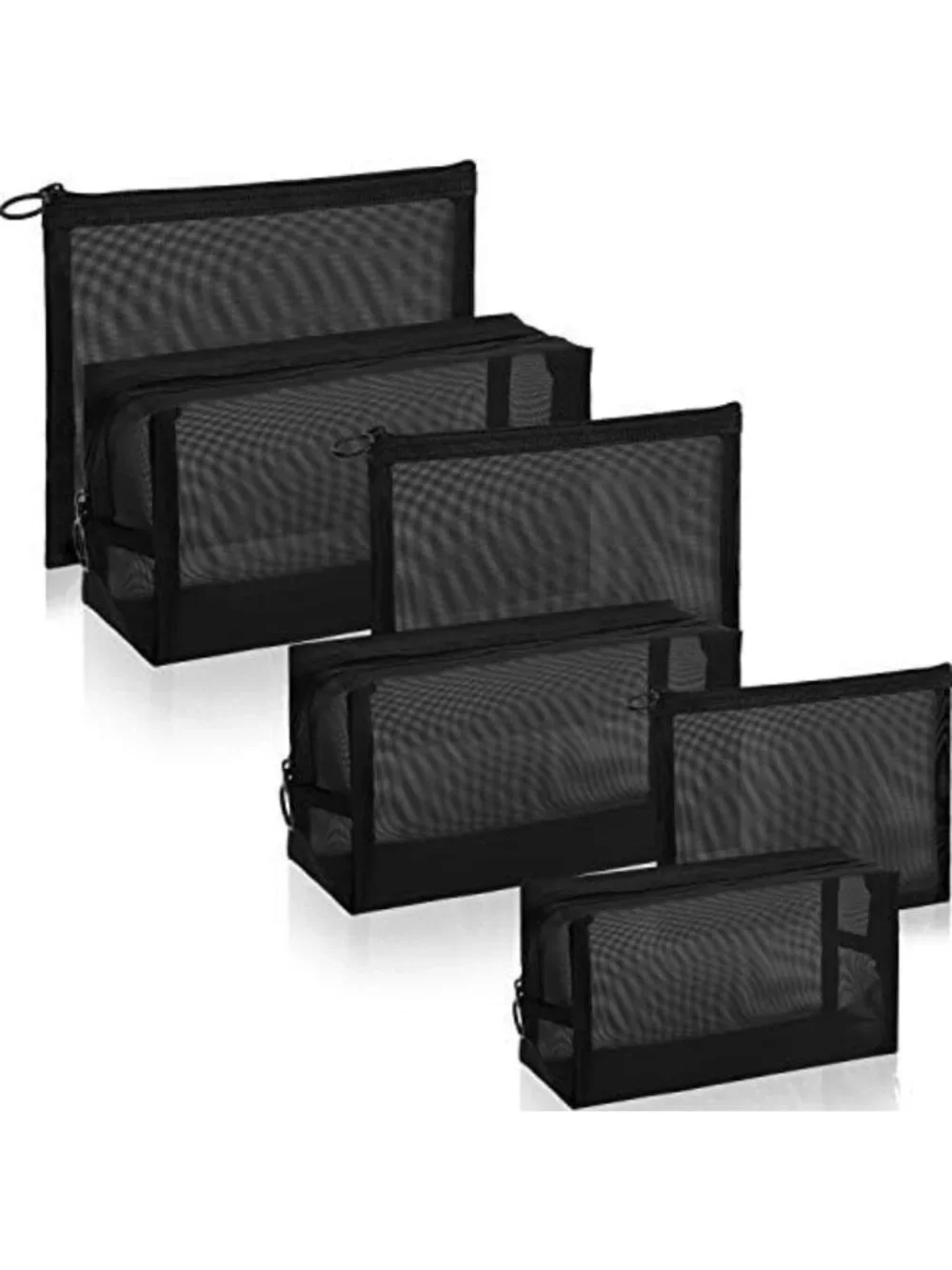 6-Pack Mesh Zipper Travel Pouches - Organize Luggage, Toiletries & Accessories
